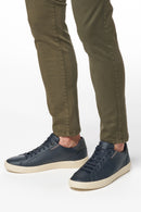 Geox Men's Navy Blue Affile Lace-Up Leather Sneaker | Derimod