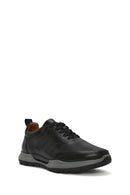 Erkek Siyah Bağcıklı Deri Casual Sneaker | Derimod