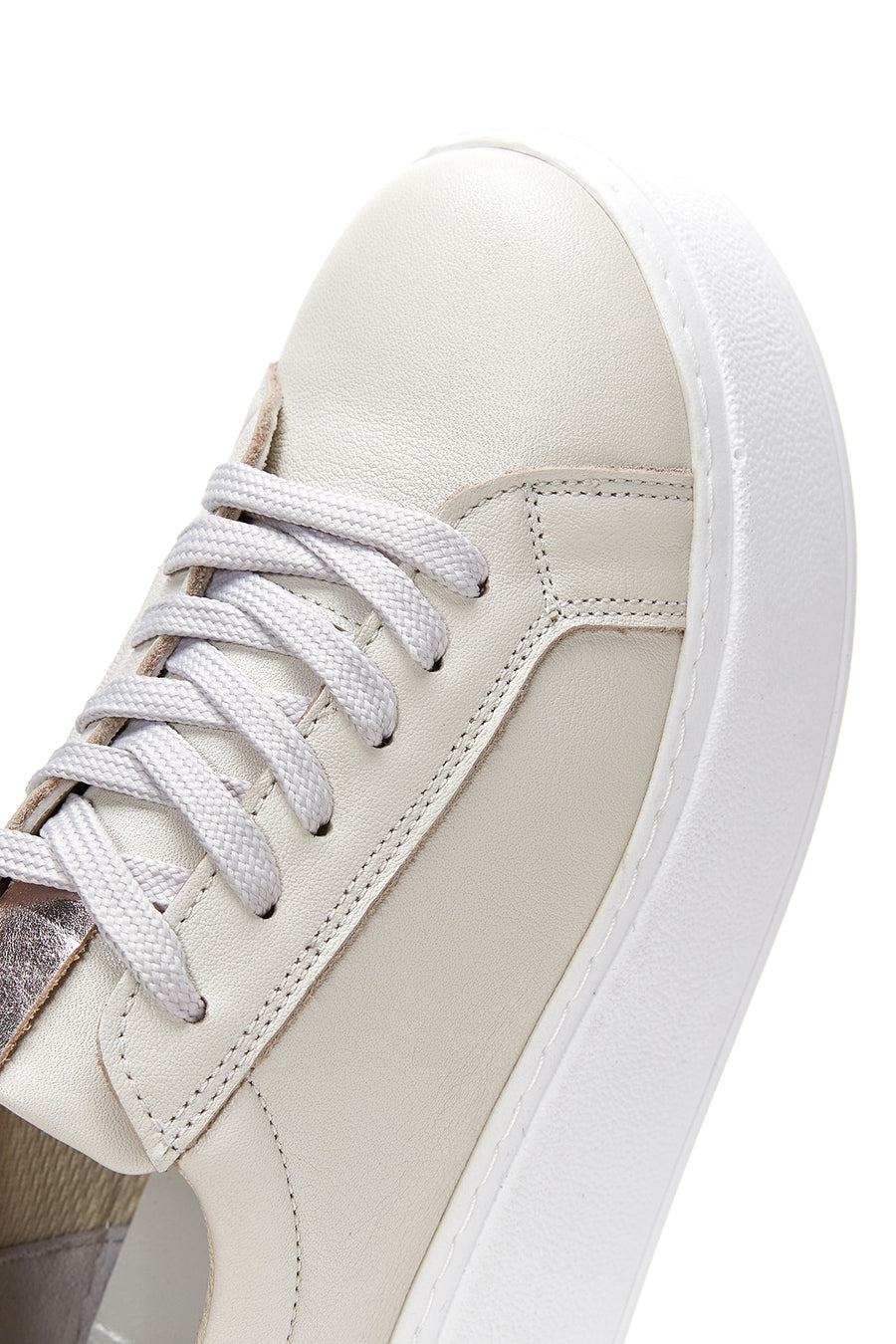 Kadın Bej Deri Kalın Tabanlı Sneaker