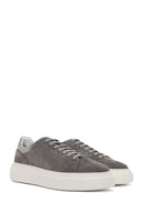 Erkek Gri Bağcıklı Kalın Tabanlı Süet Deri Sneaker | Derimod
