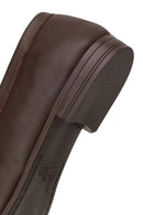 Woman Brown Buckle-Detail Leather Masculine Loafer | Derimod
