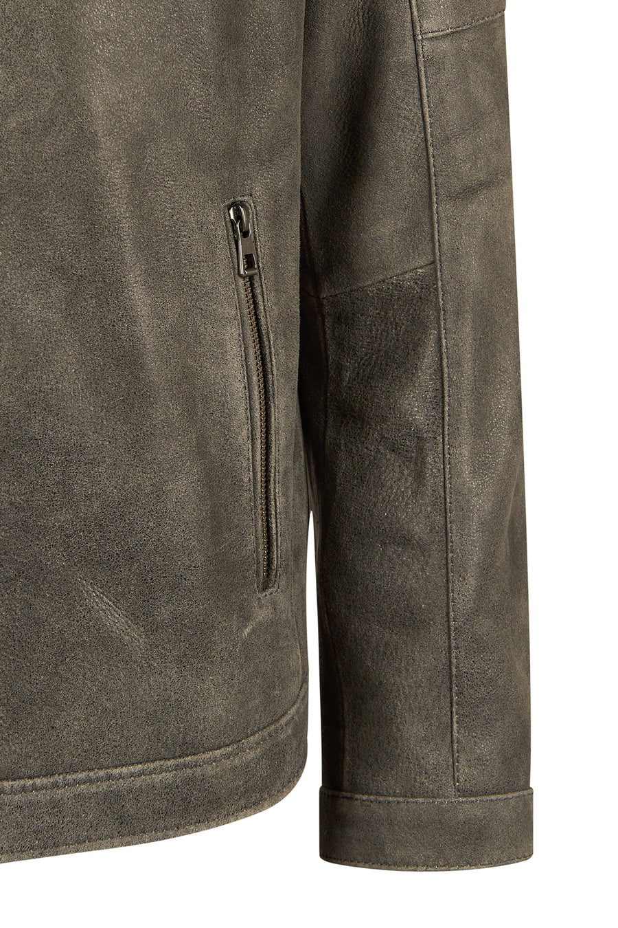 Dexter Male Gray Mandarin Collar Leather Jacket