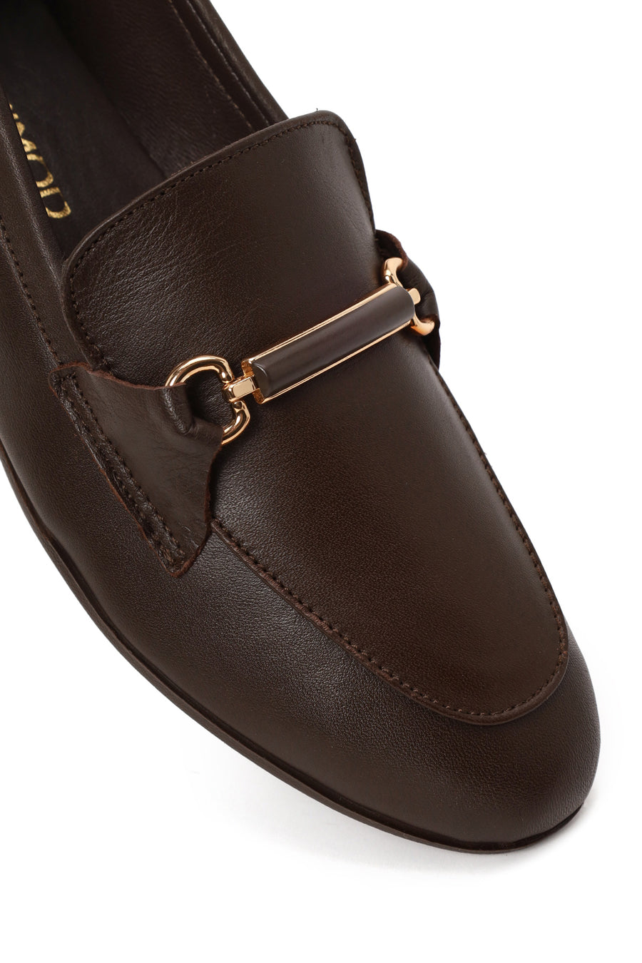Woman Brown Buckle-Detail Leather Masculine Loafer