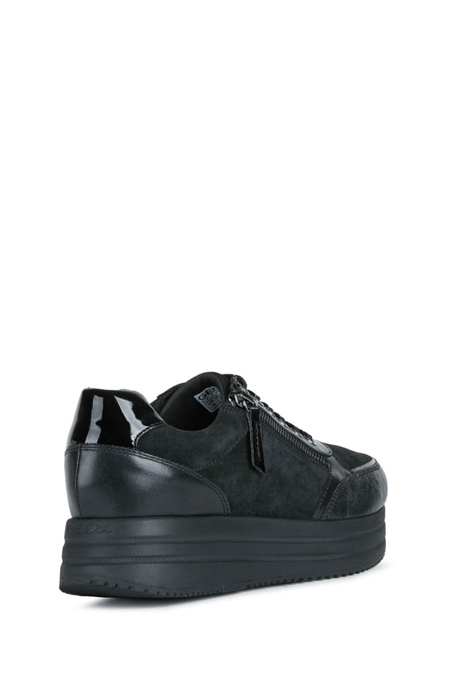 
Geox Women’s Black Kency Lace-Up Thick Sole Leather Sneaker
