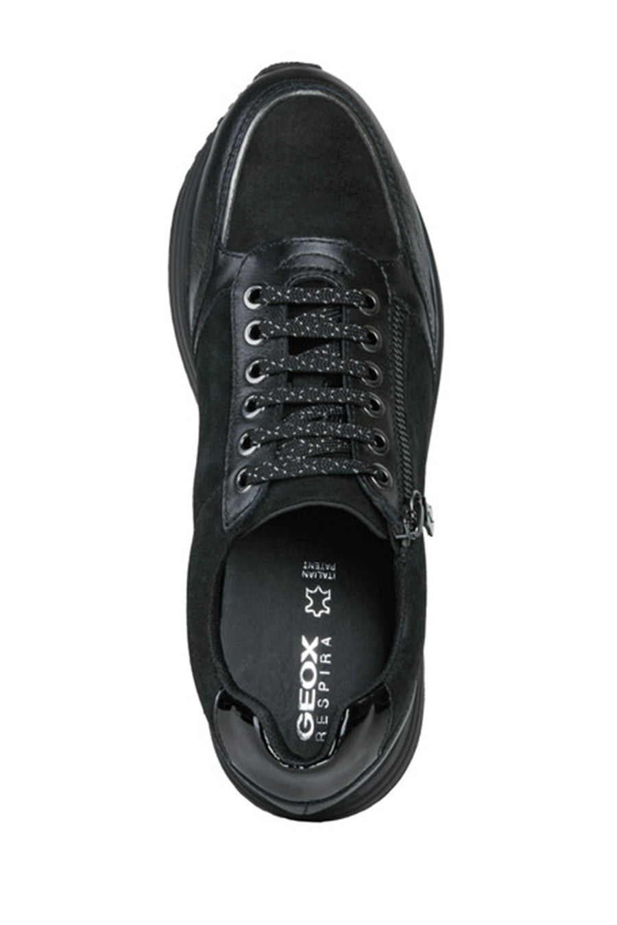 
Geox Women’s Black Kency Lace-Up Thick Sole Leather Sneaker

