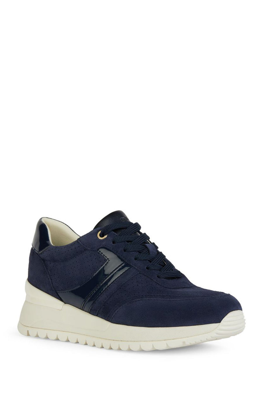 Geox Women's Navy Blue Desya Lace-Up Leather Sneaker