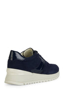 Geox Women's Navy Blue Desya Lace-Up Leather Sneaker | Derimod