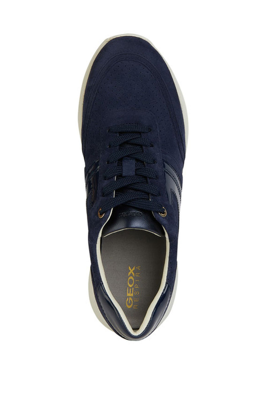 Geox Women's Navy Blue Desya Lace-Up Leather Sneaker