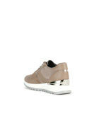 Geox Women's Mink Desya Suede Leather Thick Heeled Lace-Up Sneaker | Derimod