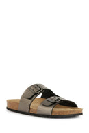 Geox Women's Gray Brionia Leather Slippers | Derimod