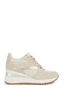 Geox Women's Beige Zosma Thick Soled Lace-up Leather Sneaker | Derimod