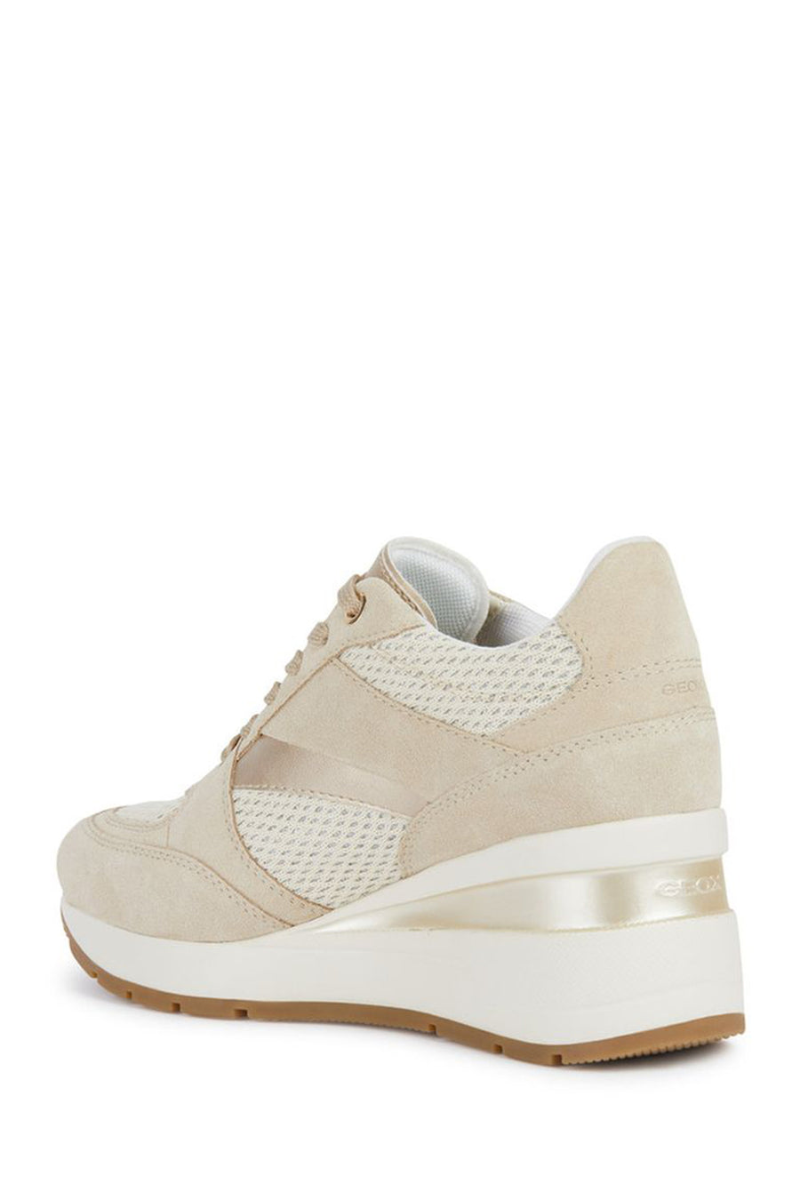 Geox Women's Beige Zosma Thick Soled Lace-up Leather Sneaker