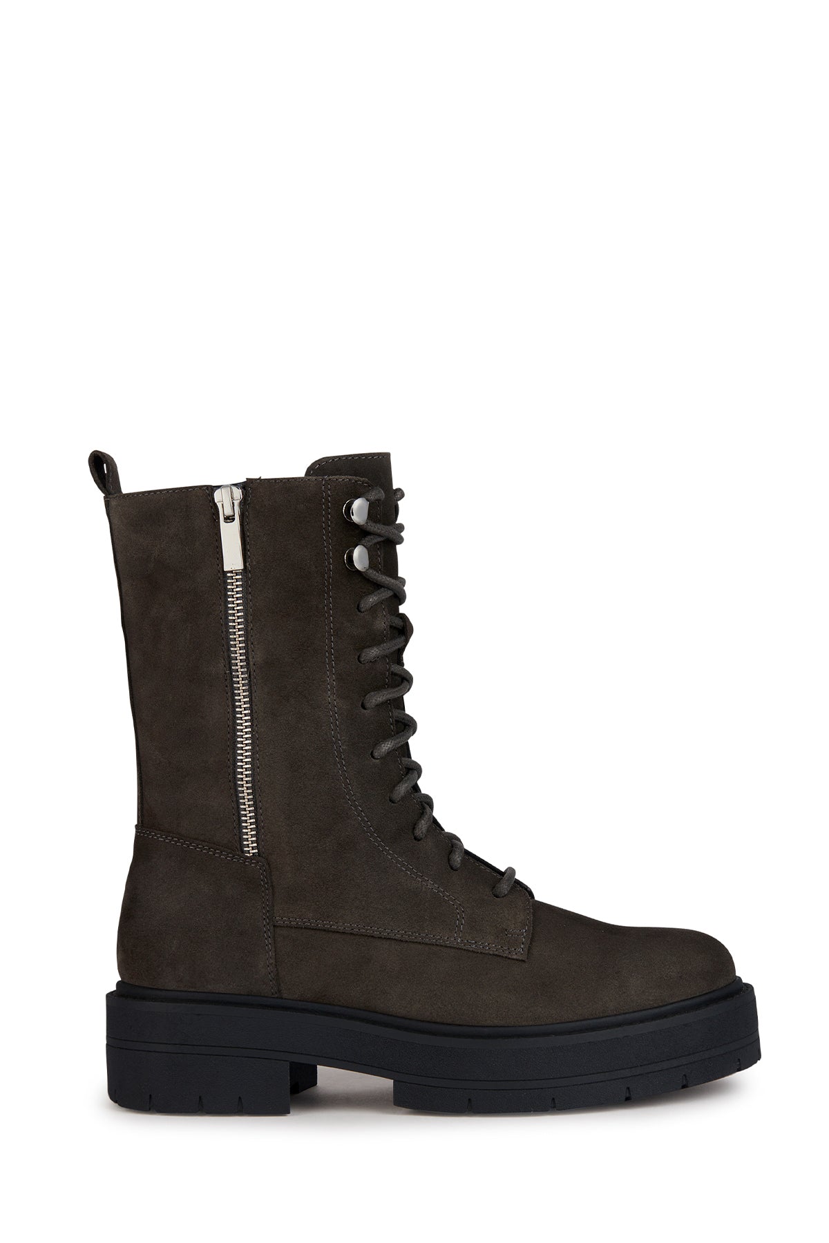 Geox Women's Anthracite Spherica Ec7 Suede Leather Boots D36VDJ00022C9002 | Derimod