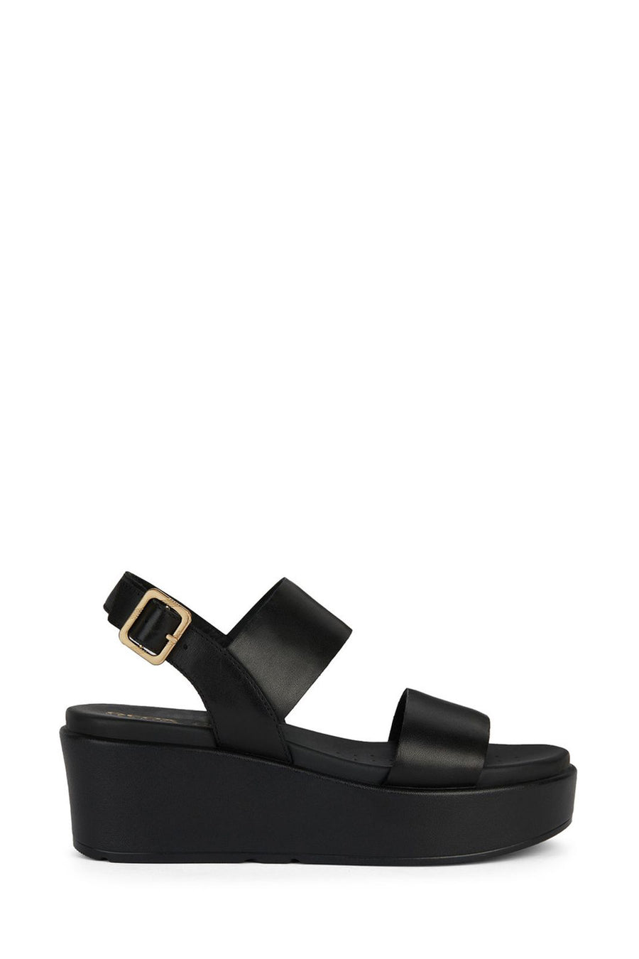 Geox Women's Black Xand Ankle Strap Wedge Heeled Leather Sandals D45M1A00043C9999 | Derimod