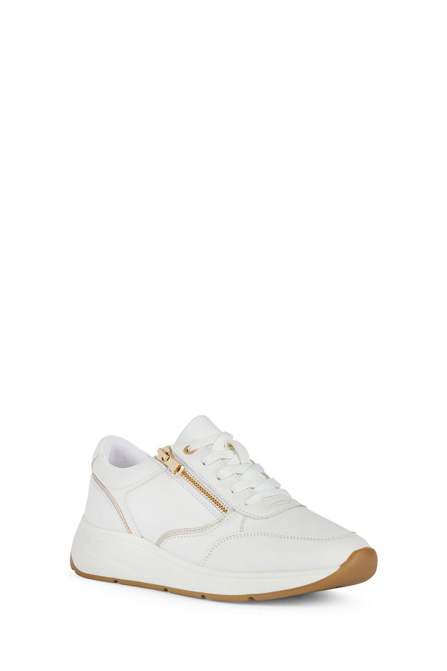 Geox Women's White Bulmya Lace-Up Leather Sneaker