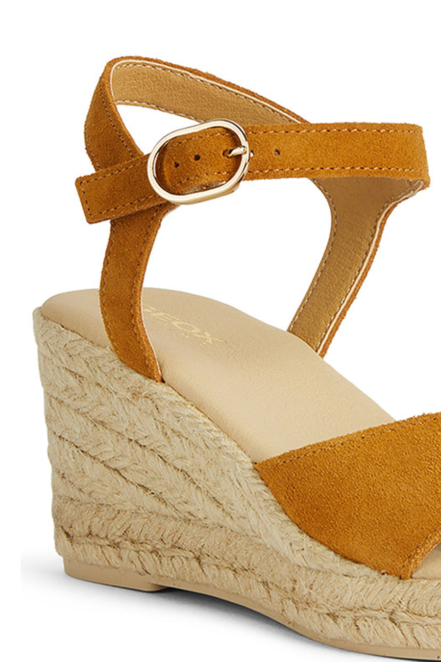 Geox Women Yellow Gelsa Low Wedge Heel Suede Leather Espadrille Sandal