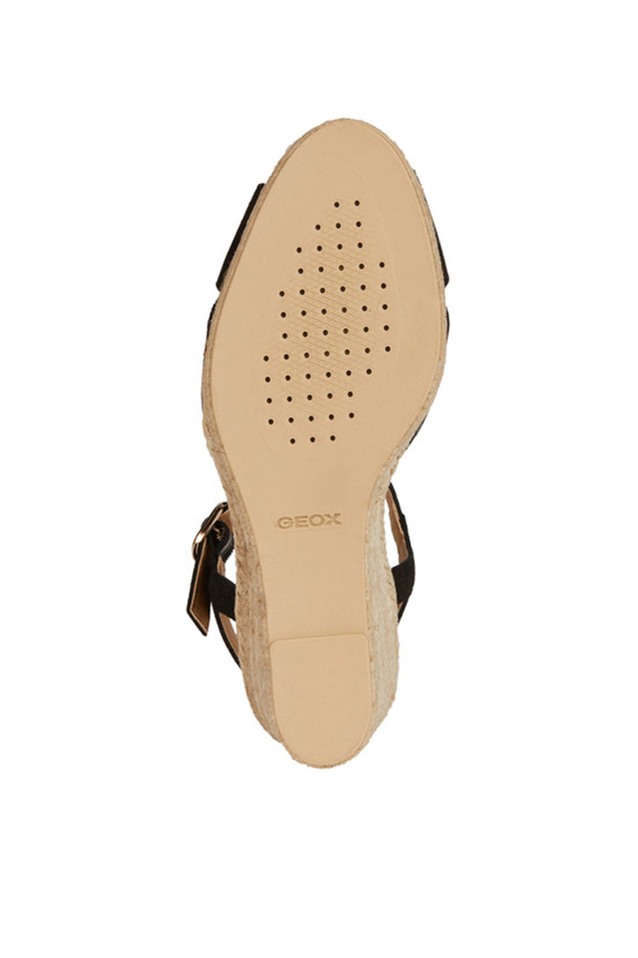 Geox Women Black Gelsa Low Ankle Buckle Wedge Heel Suede Leather Sandal