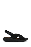 Geox Women's Black Spherica Ankle Strap Fabric Sandals | Derimod