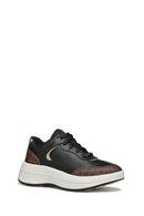 Geox Woman Black Spherica Ecub-3 Laced Thick Sole Leather Sneakers | Derimod