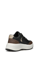Geox Woman Black Spherica Ecub-3 Laced Thick Sole Leather Sneakers | Derimod