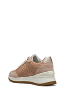 Geox Woman Beige Laced Thick Sole Patterned Leather Sneakers | Derimod