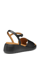 Geox Women Black Meliconia Wedge Heel Leather Sandal | Derimod