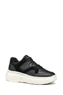 Geox Women Black Nebula Lace-Up Thick-Soled Leather Sneaker | Derimod