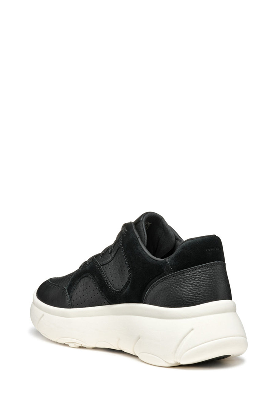 Geox Women Black Nebula Lace-Up Thick-Soled Leather Sneaker