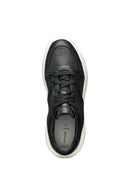 Geox Women Black Nebula Lace-Up Thick-Soled Leather Sneaker | Derimod