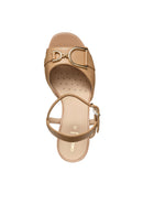 Geox Women Beige D New Eraklia 80 Ankle Buckle Thick Heel Leather Sandal | Derimod