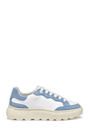 Geox Women White Spherica Ec4.1 Lace-Up Thick-Soled Leather Sneaker | Derimod