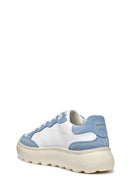 Geox Women White Spherica Ec4.1 Lace-Up Thick-Soled Leather Sneaker | Derimod