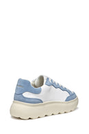 Geox Women White Spherica Ec4.1 Lace-Up Thick-Soled Leather Sneaker | Derimod