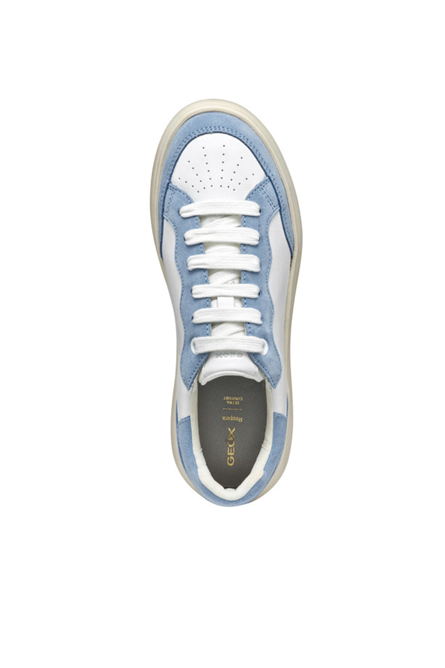 Geox Women White Spherica Ec4.1 Lace-Up Thick-Soled Leather Sneaker