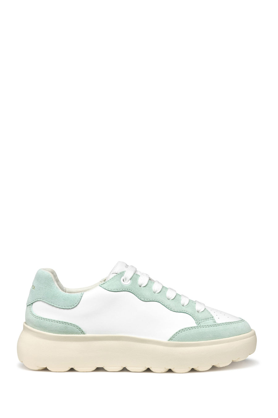 Geox Women White Spherica Ec4.1 Lace-Up Thick-Soled Leather Sneaker D55TCA08522C1548 | Derimod