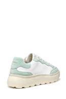 Geox Women White Spherica Ec4.1 Lace-Up Thick-Soled Leather Sneaker | Derimod