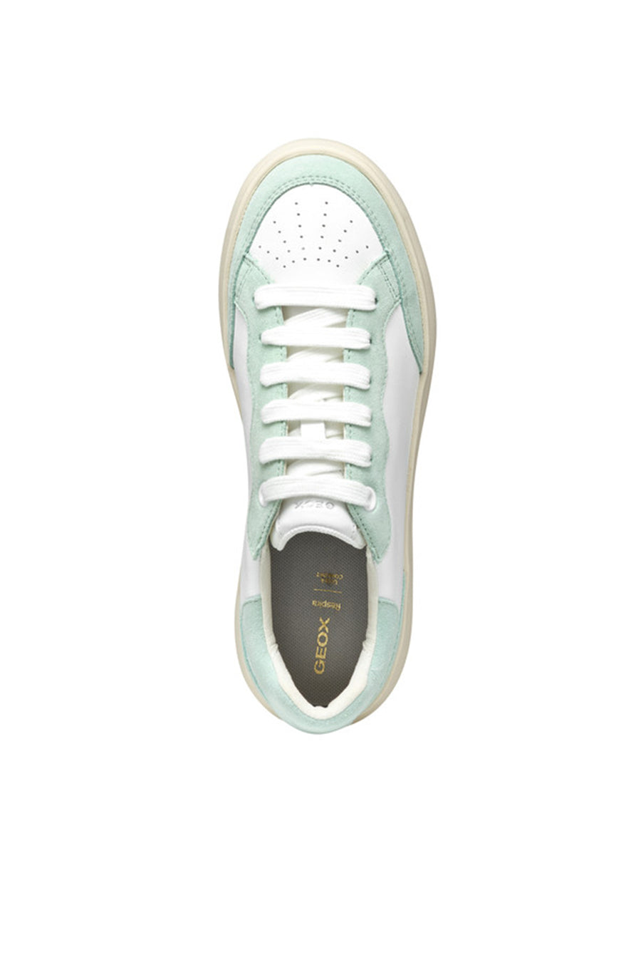 Geox Women White Spherica Ec4.1 Lace-Up Thick-Soled Leather Sneaker