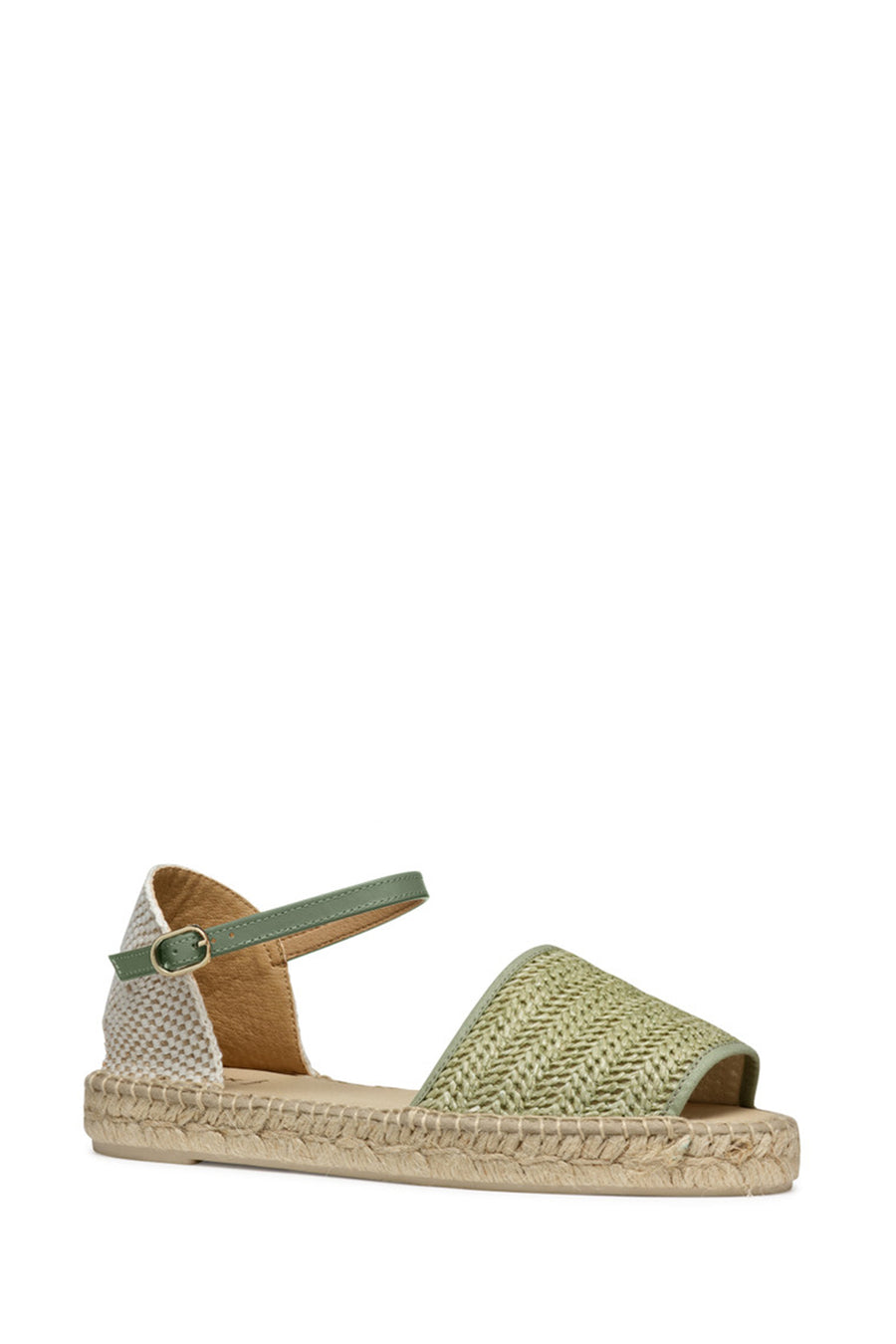 Geox Women Green D Lampedusa Braided Leather Espadrille