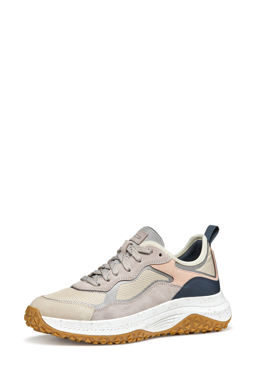 Geox Women Brown Oliviera + Grip Lace-Up Thick Sole Leather Sneaker