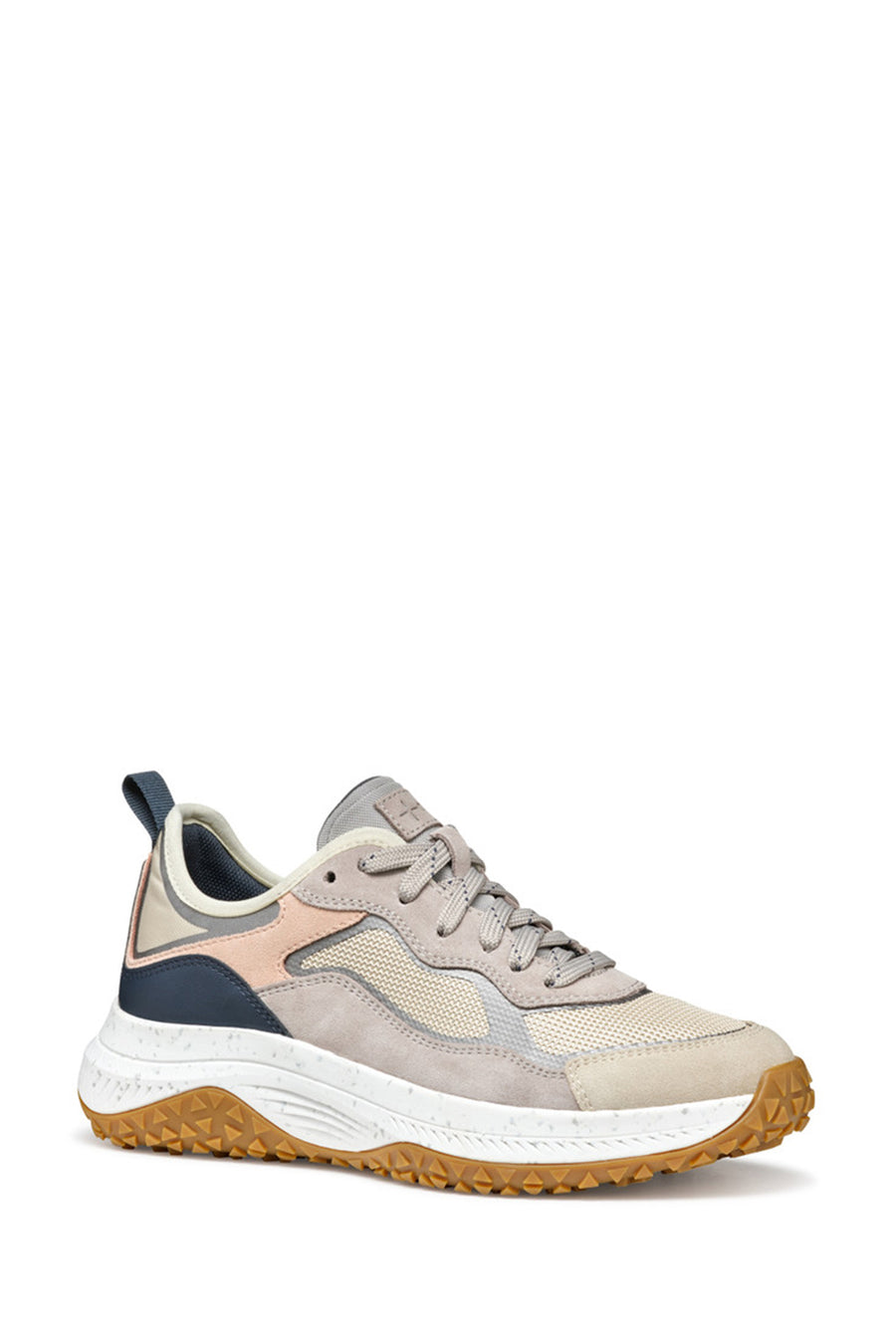 Geox Women Brown Oliviera + Grip Lace-Up Thick Sole Leather Sneaker