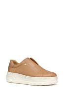 Geox Women Beige Spherica Ecub-2 Thick Soled Leather Sneaker | Derimod