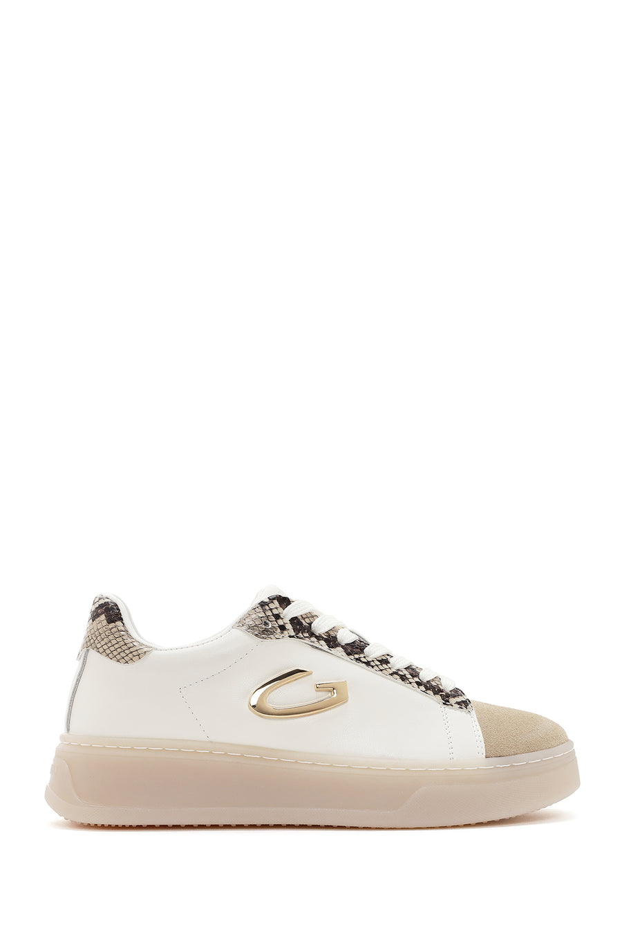 Alberto Guardiani Women's Beige New Era Lace-Up Leather Sneakers G03G100017 | Derimod