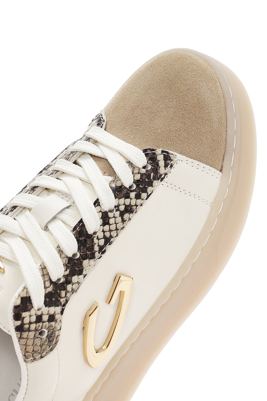 Alberto Guardiani Women's Beige New Era Lace-Up Leather Sneakers