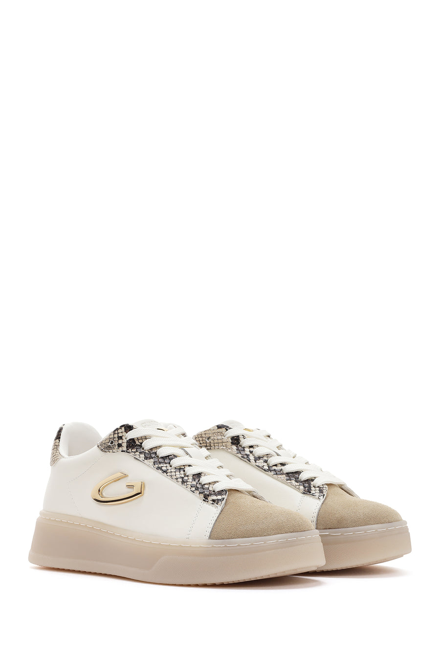 Alberto Guardiani Women's Beige New Era Lace-Up Leather Sneakers
