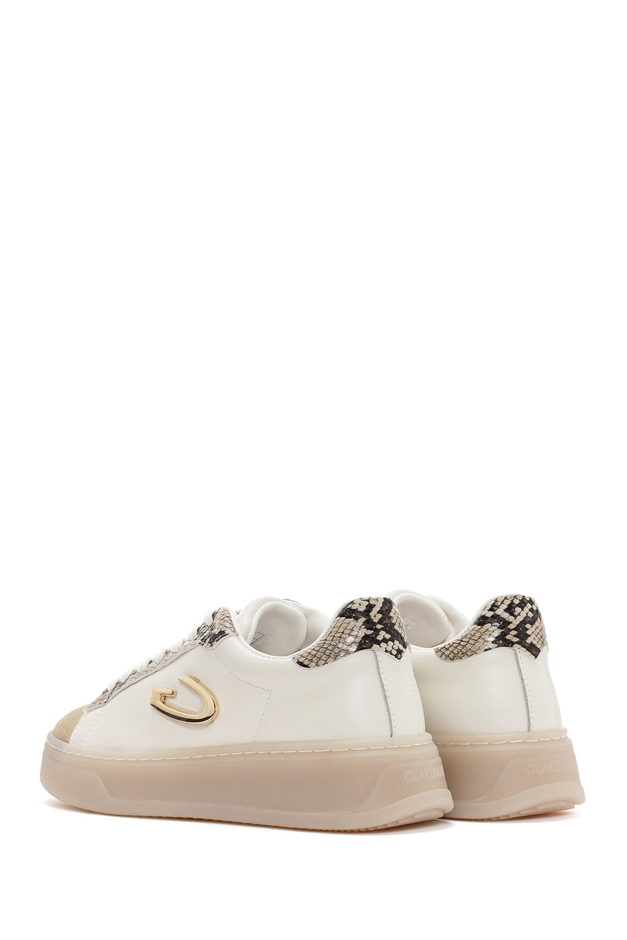 Alberto Guardiani Women's Beige New Era Lace-Up Leather Sneakers