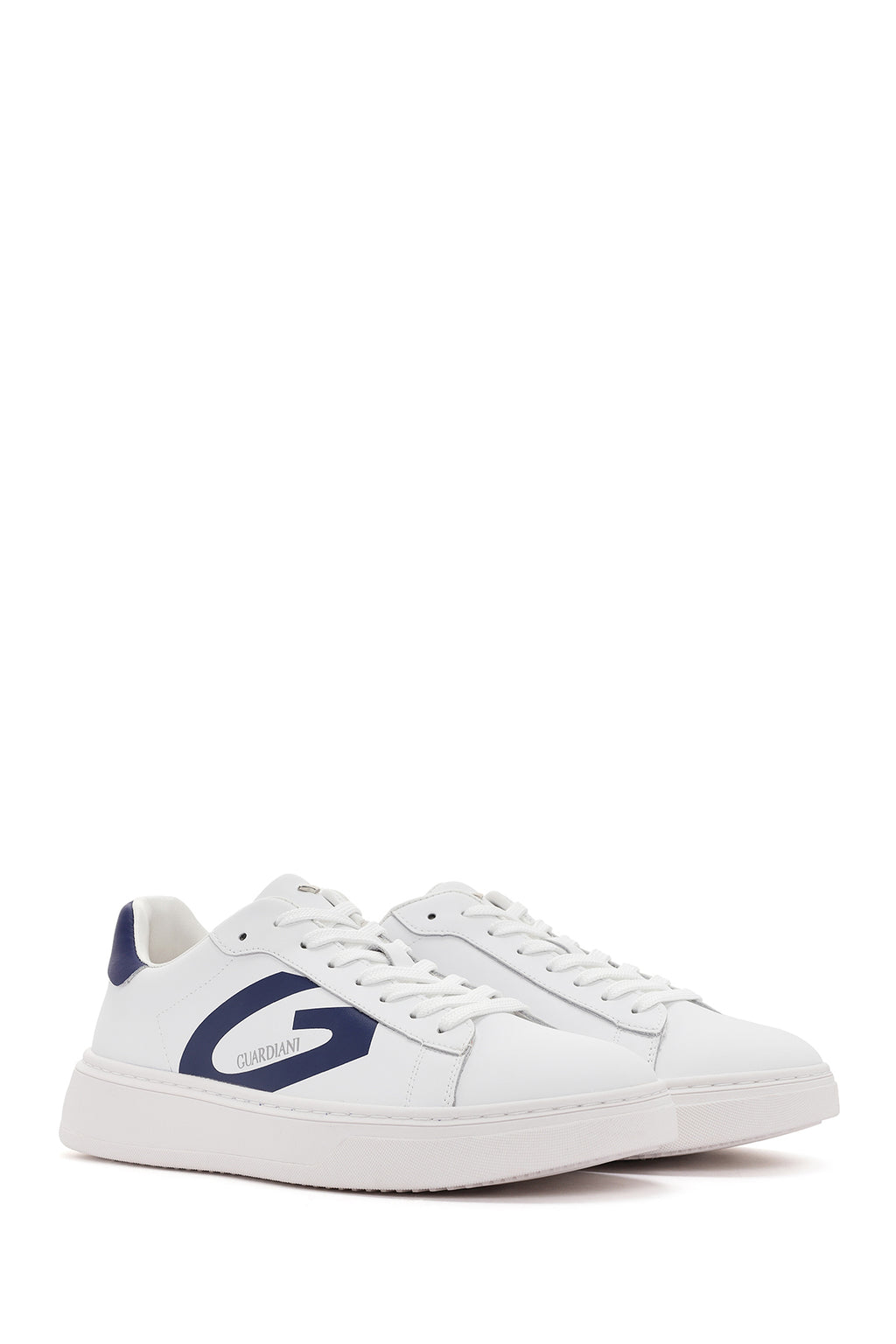 Alberto Guardiani Erkek Beyaz New Era Bağcıklı Deri Sneaker