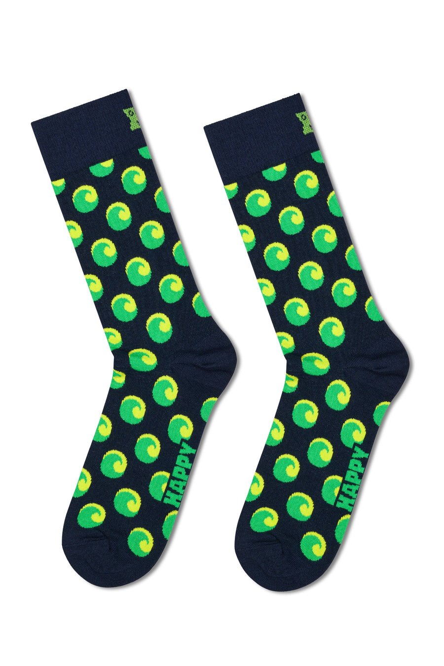Happy Socks Navy Blue Wave Patterned Cotton Socks P002613 | Derimod