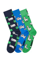 Happy Socks Male Multicolored Patterned Pack of 3 Cotton Socks Set | Derimod
