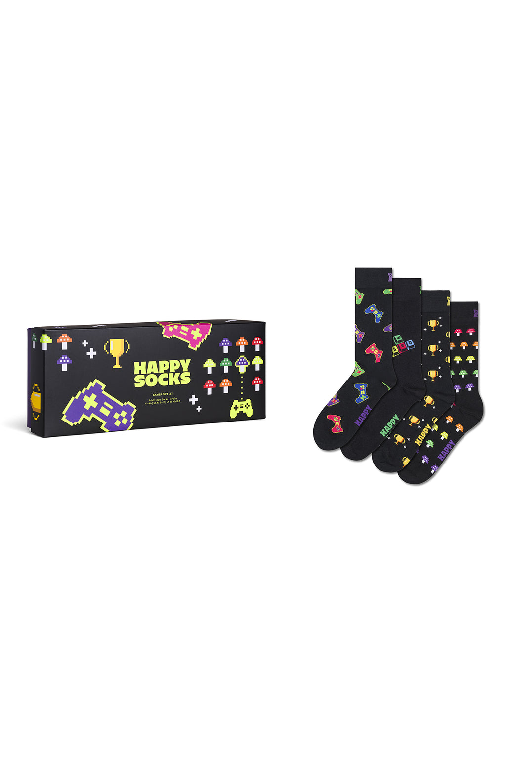 Happy Socks Erkek Siyah Oyuncu Temalı Pamuklu 4’lü Çorap Seti