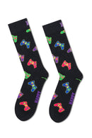 Happy Socks Male Black Gamer-Themed Cotton 4-Pack Socks Set | Derimod